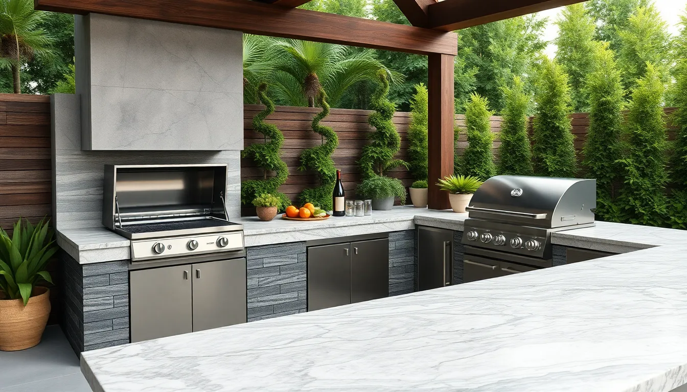 15 Best BBQ Island Countertop Ideas That Transform Your Outdoor Kitchen 8 15 Best BBQ Island Countertop Ideas That Transform Your Outdoor Kitchen 7