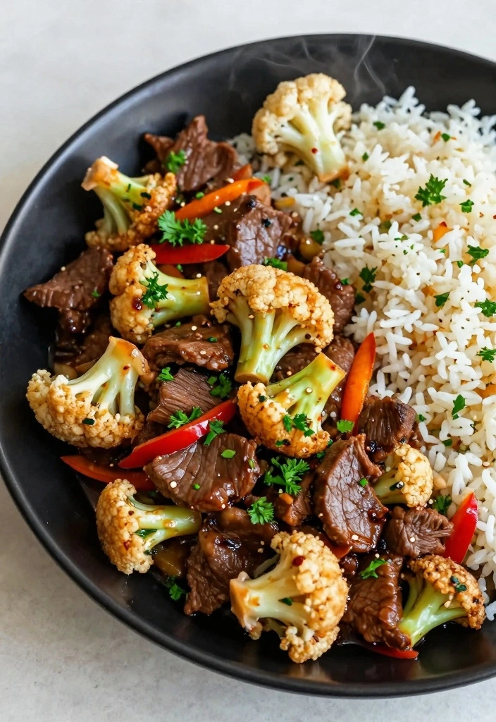 10 Ground Beef and Cauliflower Recipes for Light Low Carb Meals - 2. Spicy Beef and Cauliflower Stir-Fry