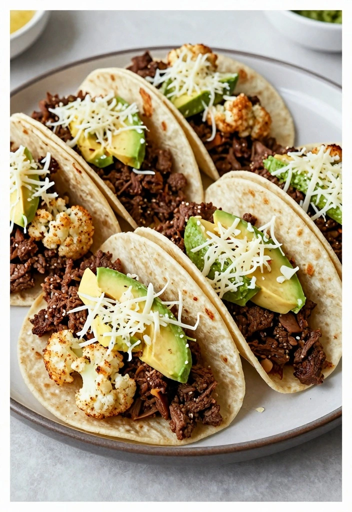 10 Ground Beef and Cauliflower Recipes for Light Low Carb Meals - 3. Cauliflower Beef Tacos