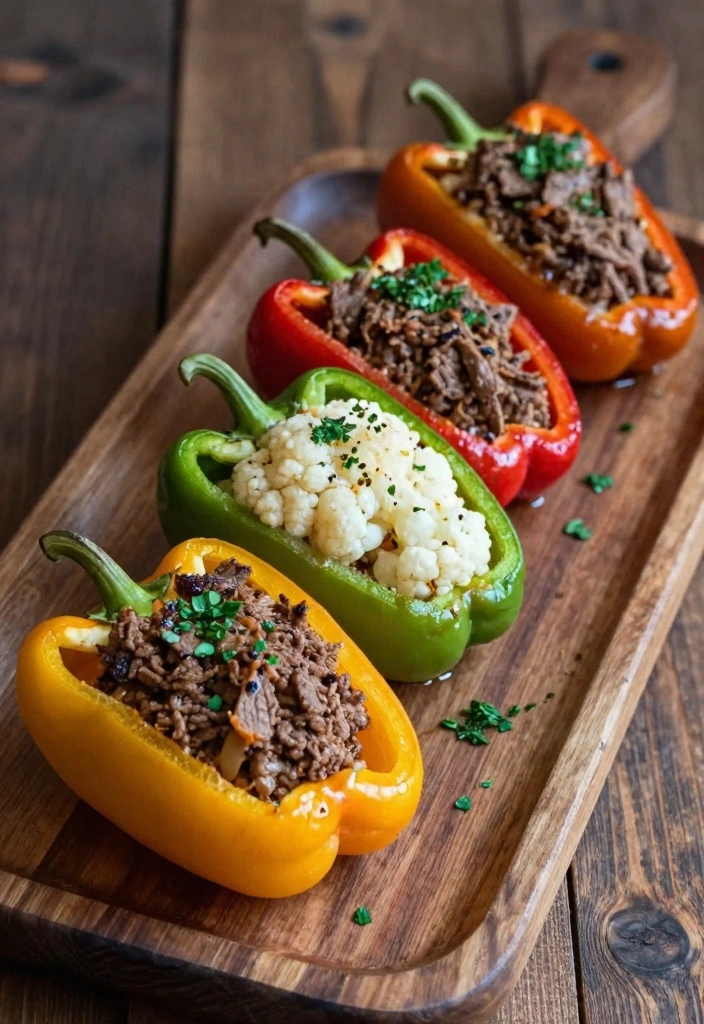 10 Ground Beef and Cauliflower Recipes for Light Low Carb Meals - 6. Ground Beef and Cauliflower Stuffed Peppers
