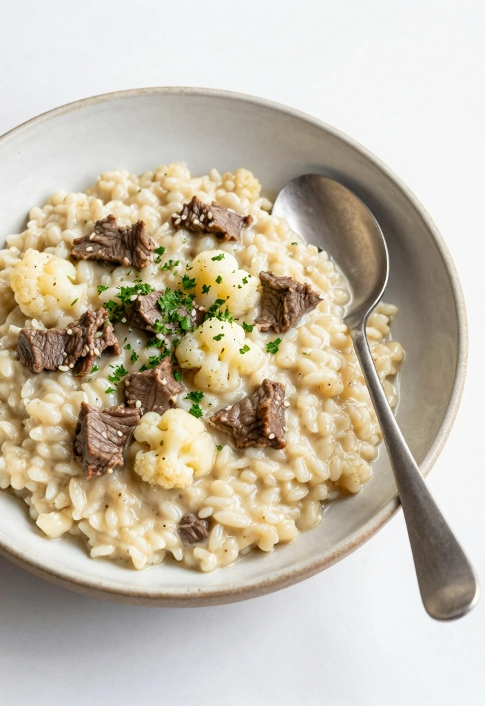 10 Ground Beef and Cauliflower Recipes for Light Low Carb Meals - 8. Low-Carb Beef and Cauliflower Risotto