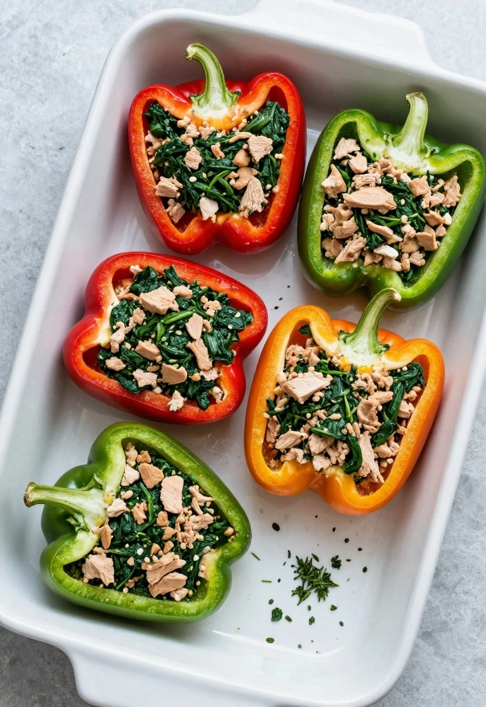 10 Ground Turkey WW Recipes for Light Point Friendly Dinners - 3. Ground Turkey and Spinach Stuffed Peppers