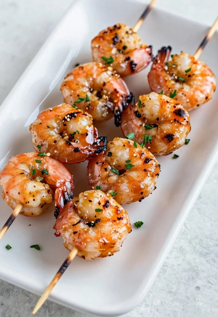 10 Low Calorie Shrimp Recipes for Light Healthy Eating - 1. Spicy Garlic Shrimp Skewers