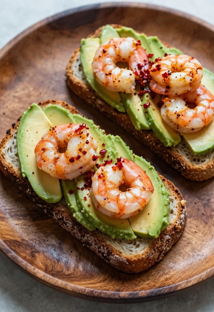 10 Low Calorie Shrimp Recipes for Light Healthy Eating - 6. Shrimp and Avocado Toast