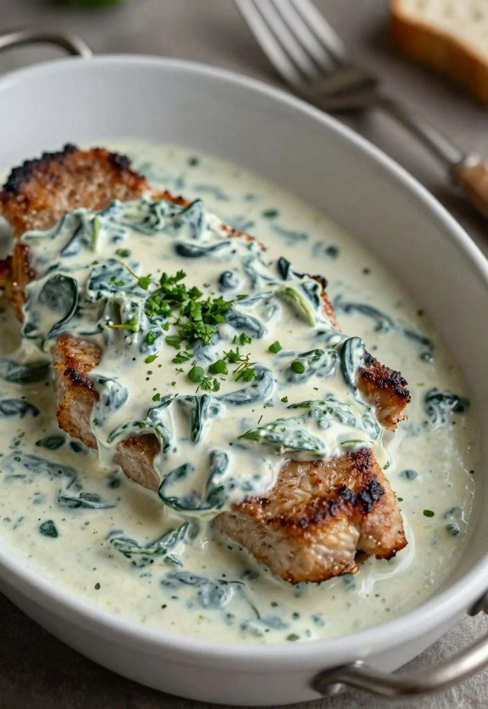 10 Smothered Pork Chop Recipes for Rich Comforting Dinners - 4. Smothered Pork Chops with Creamy Spinach