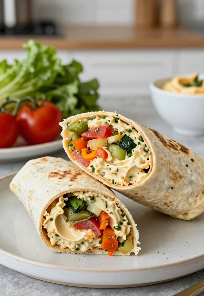10 Turkey Breakfast Recipes for Light Protein Packed Mornings - 9. Turkey and Hummus Breakfast Wrap