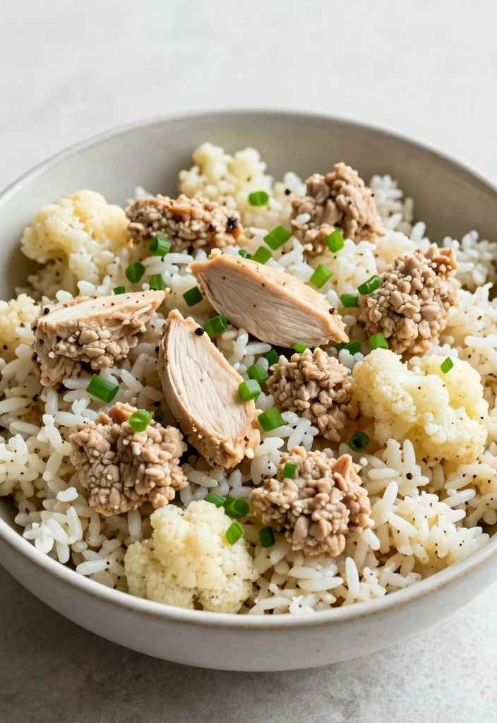 12 Easy Ground Chicken Recipes for Fast Healthy Eating - 9. Ground Chicken and Cauliflower Rice Bowl