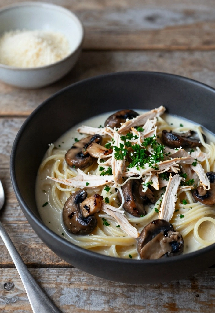 12 Leftover Chicken Recipes for Easy Second Day Meals - 2. Creamy Chicken and Mushroom Pasta
