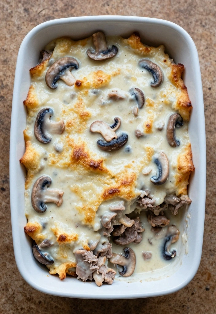 9 Canned Pork Recipes for Quick Easy Dinners - 2. Creamy Pork and Mushroom Casserole