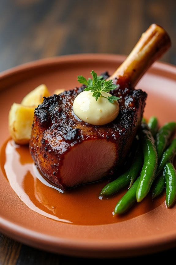 braised pork shank presentation