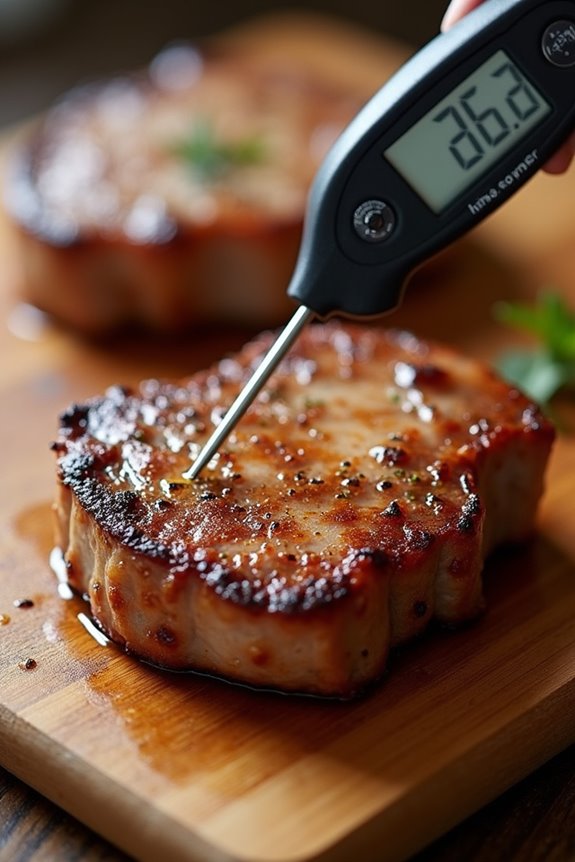 calibrated thermometer guarantees precise pork