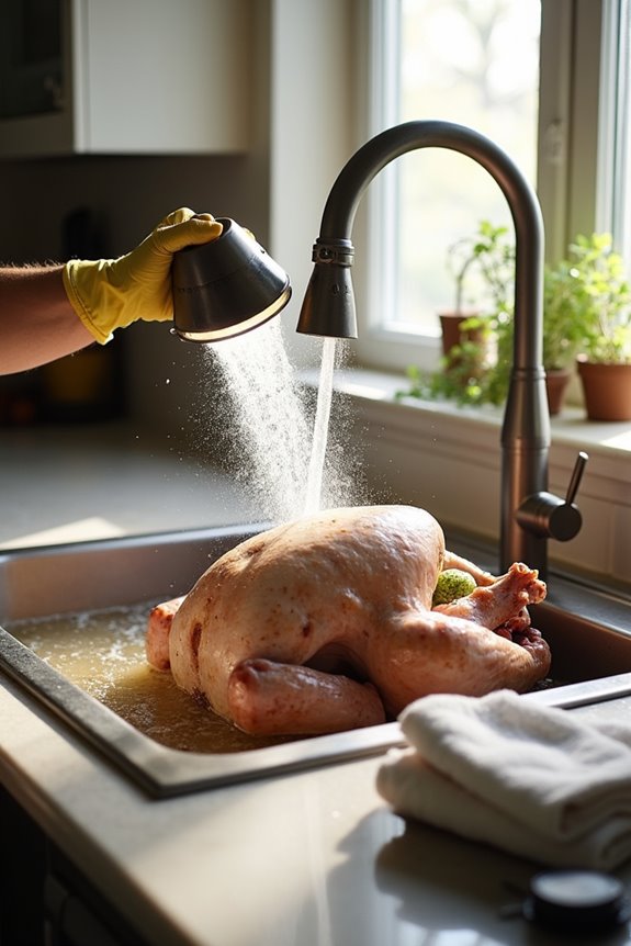 dump brine discard safely rinse