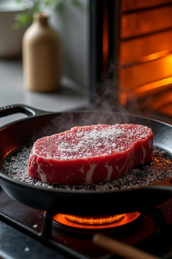 searing then oven finishes steak