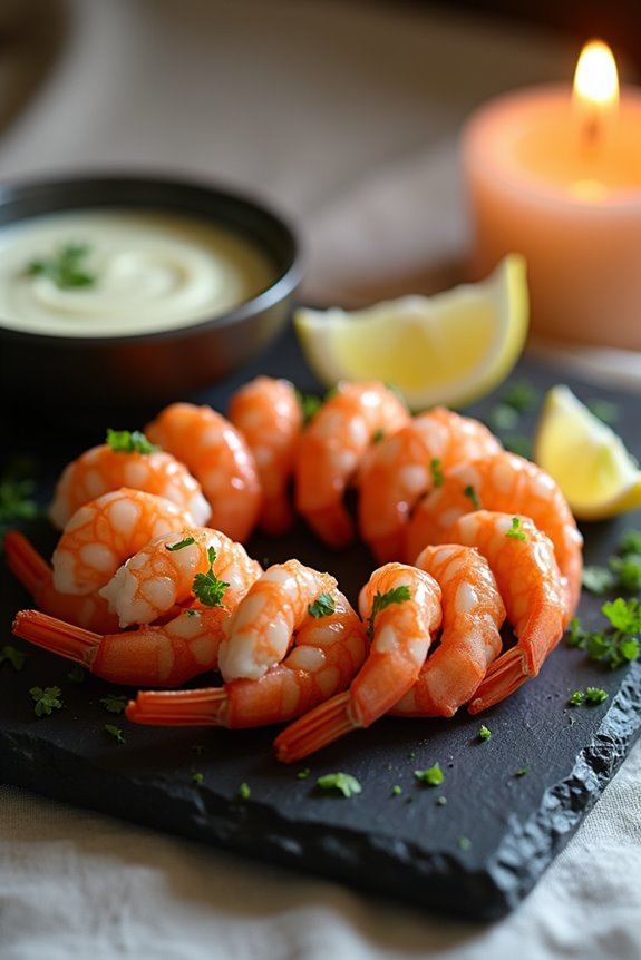 shrimp ring with garnishes crostini spring rolls